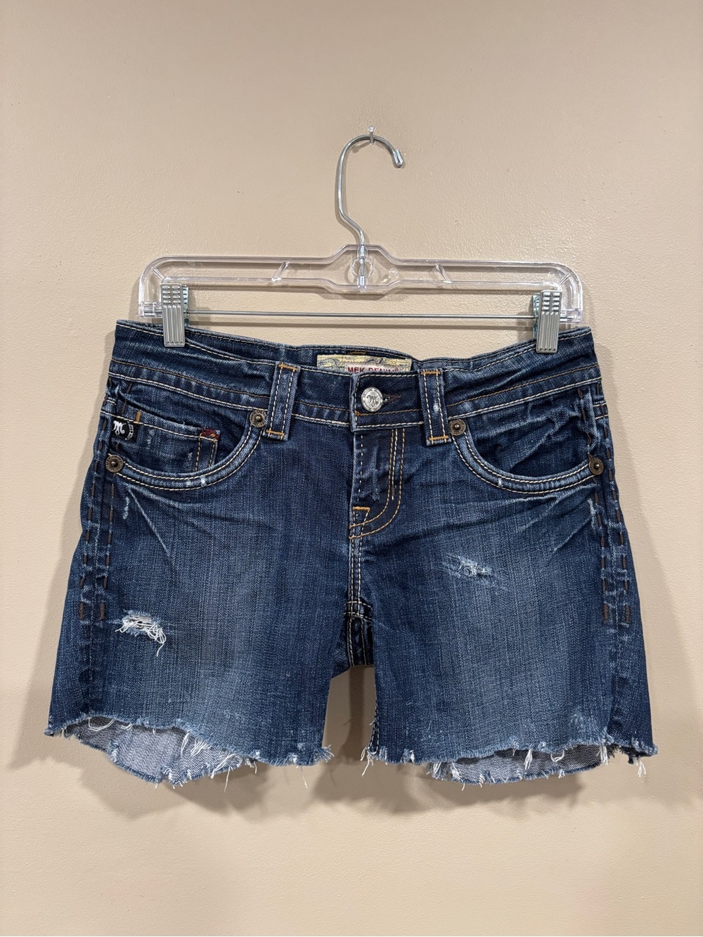 MEK Denim Women's Jean Shorts Cut Off Distressed Size W27/36L